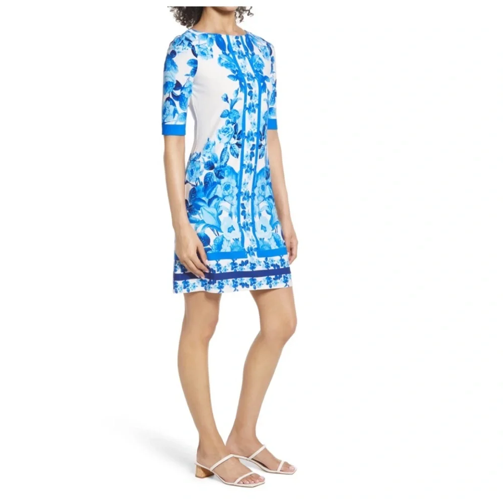 ELIZA Blue Border Detail Jersey Sheath 🌺IN STORES🌺 - Picture 4 of 4